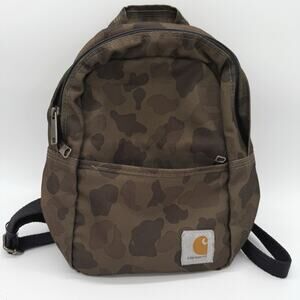 Carhartt Mini Backpack Camo Green Brown Pattern 11.5x7x4.5 Bag Hiking Fishing